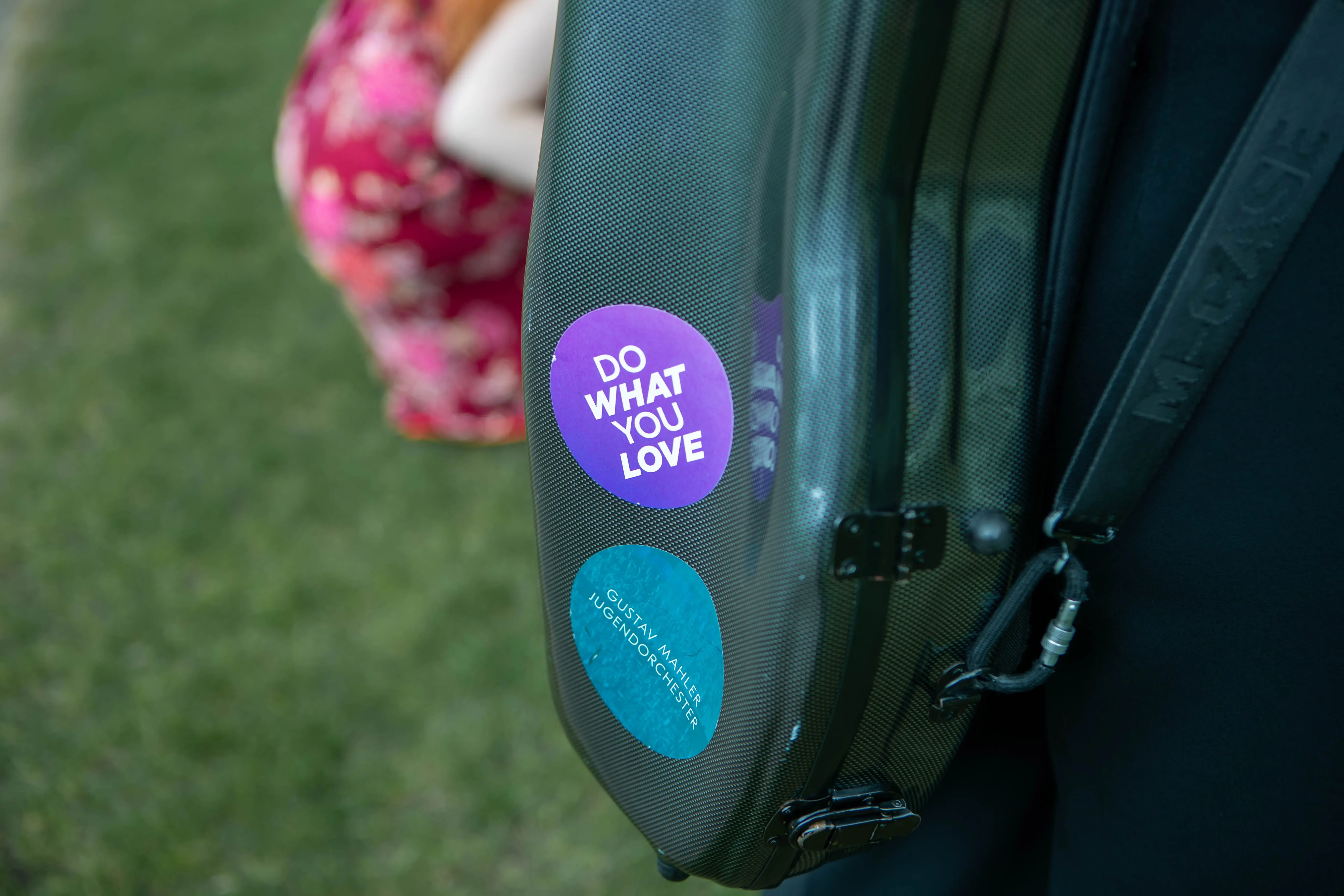 viola case with 'do what you love' sticker